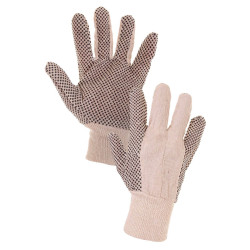 Textilní rukavice CXS GABO, s PVC terčíky, bílé, vel. 10